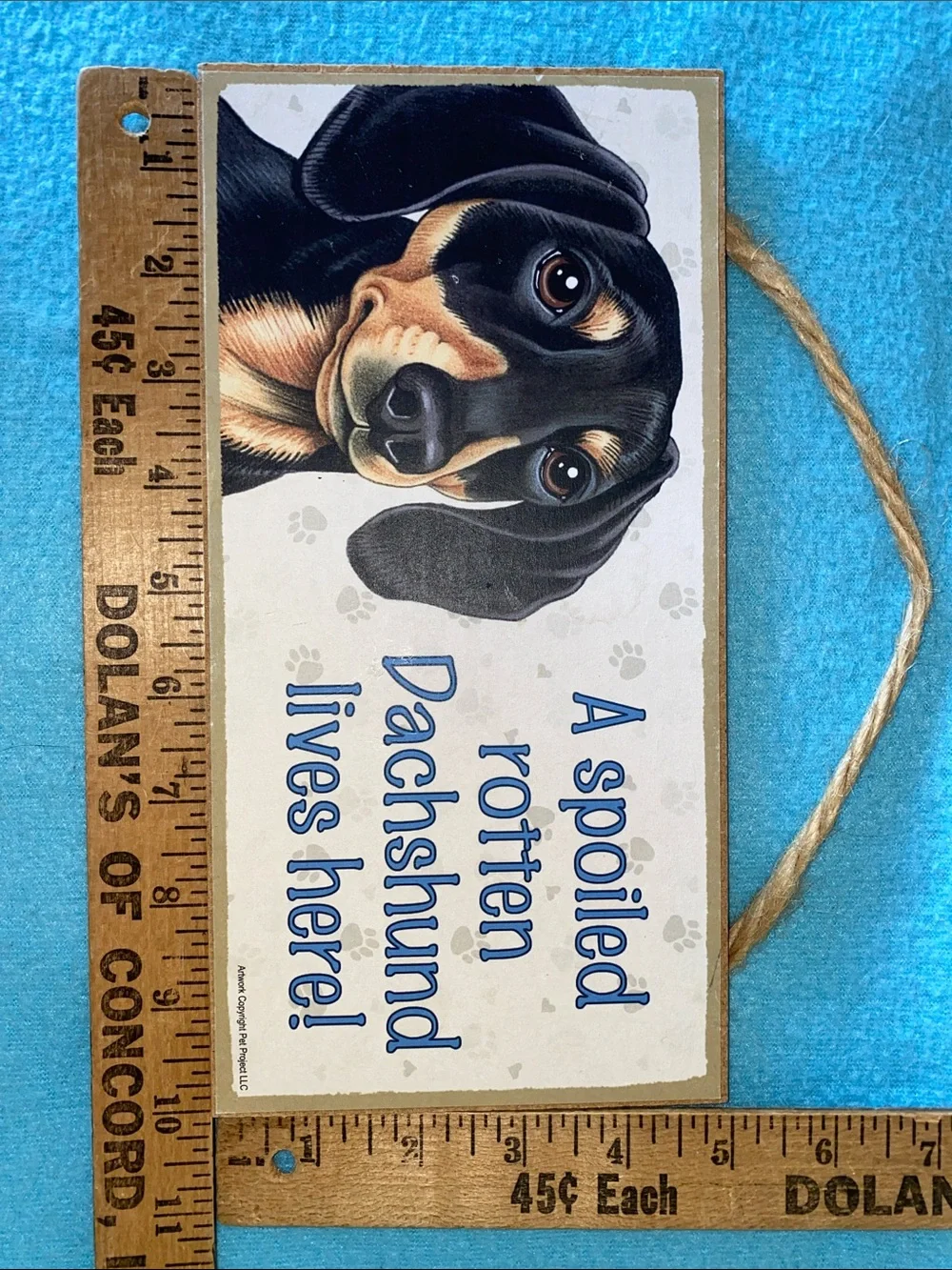A Spoiled Rotten Dachshund Lives Here  wall art sign size 5” X 10”